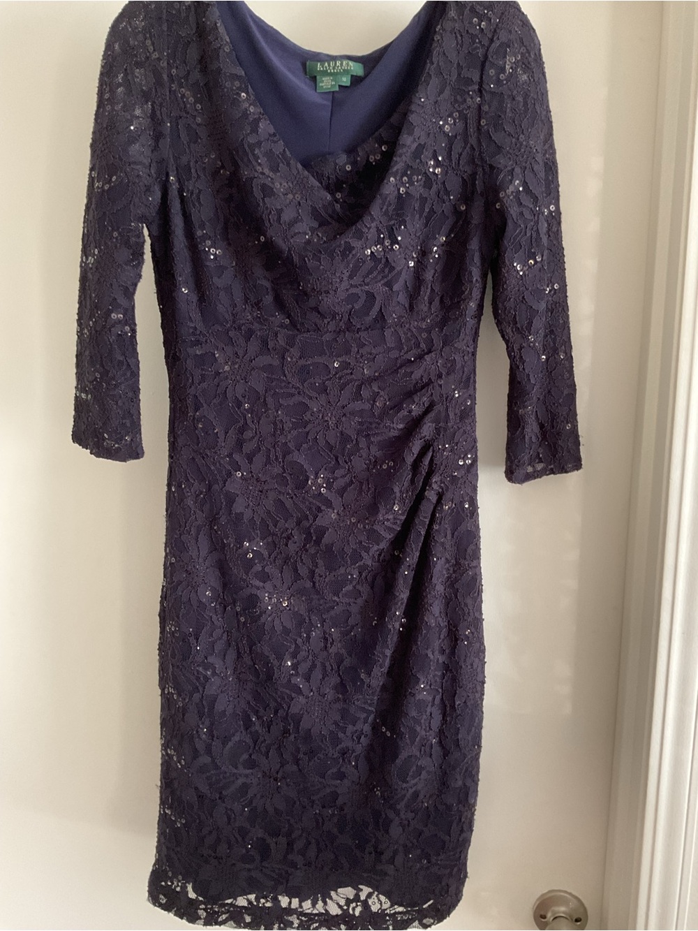 Lauren Ralph Lauren Plum/purple Lace Sequin Sheath Dress. 10